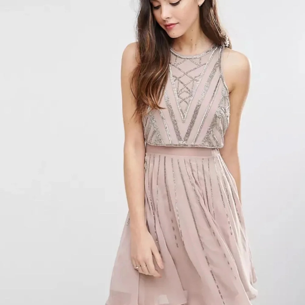 ASOS WEDDING Crop Top Embellished Mini Dress
